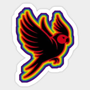 Lgbtq+ Rainbow flying cockatiel Sticker